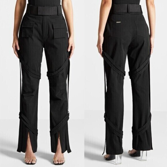 Maniere De Voir Pants - Maniere De Voir Carpenter Cargo Pants Women 12 Straight Leg Hi Waist Trouser New